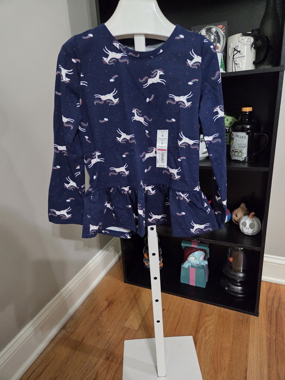 jumping beans Navy Unicorn Peplum Top - Pink & White Unicorns